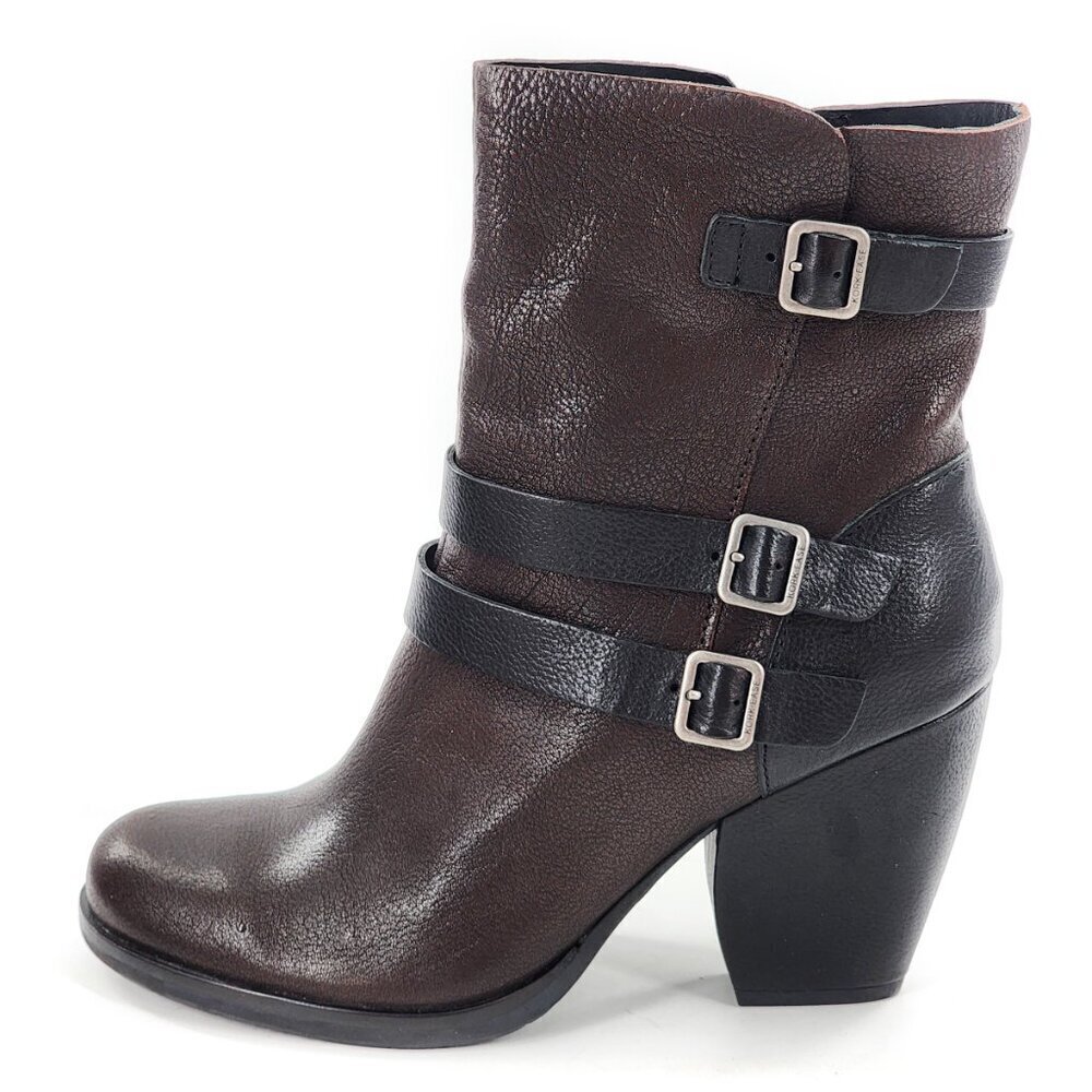KORK-EASE NEW Anki Brown Leather Ankle Boots Buckles Size 8.5